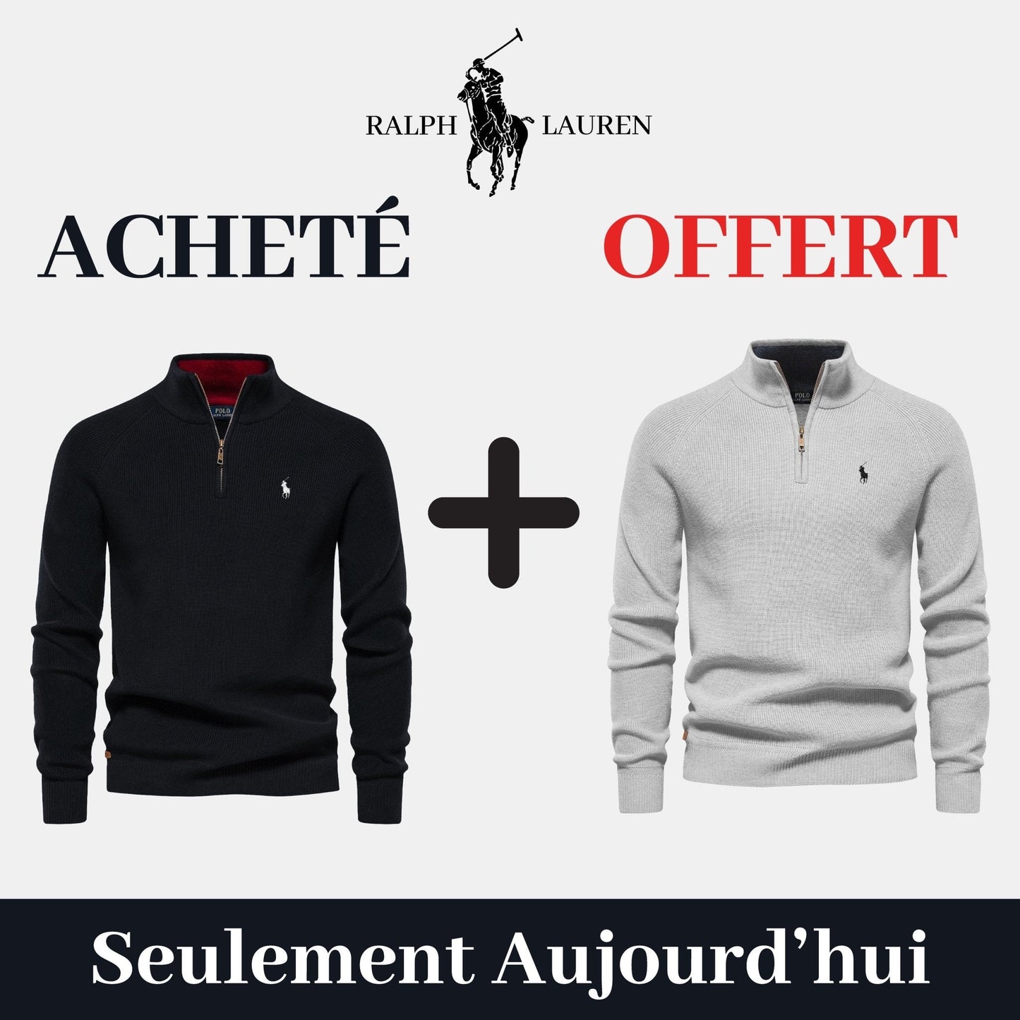 RL Pull Col Zippé  1+1 (DÉSTOCKAGE)