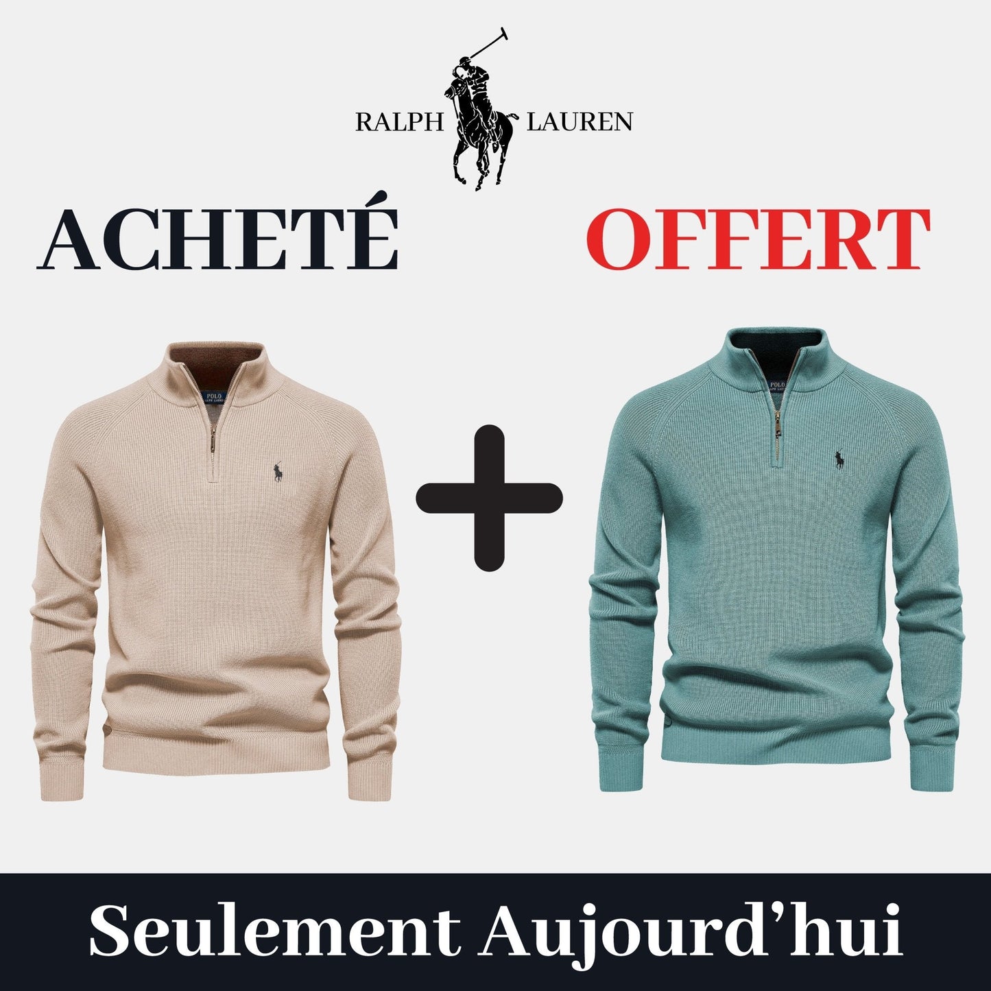 RL Pull Col Zippé  1+1 (DÉSTOCKAGE)