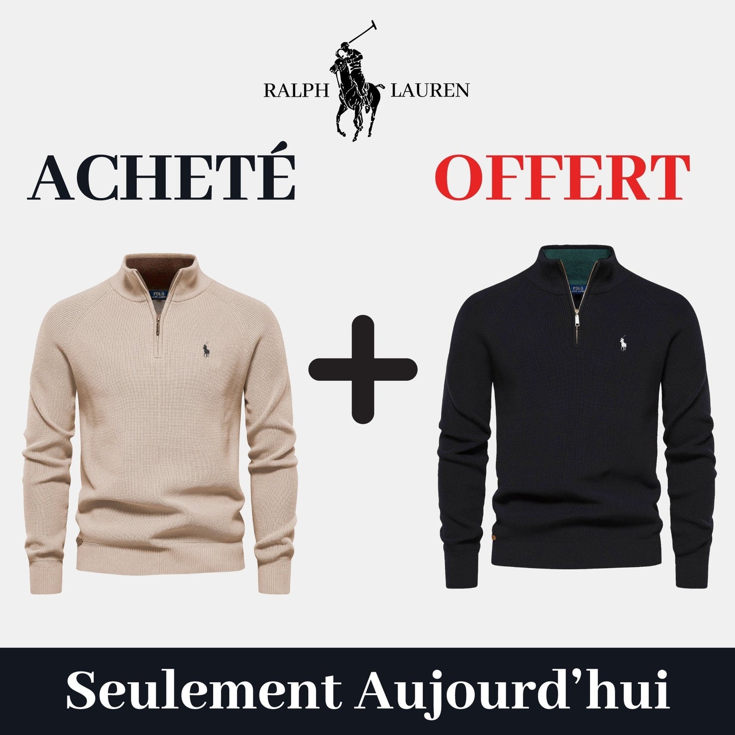 RL Pull Col Zippé  1+1 (DÉSTOCKAGE)